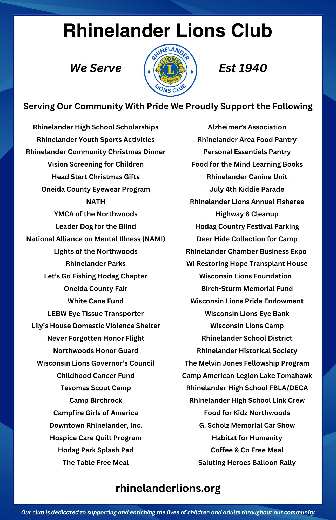 Lions Sponsor Poster